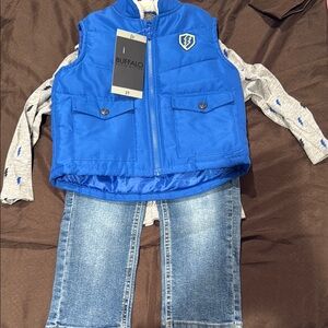 Buffalo David Bitton Blue Vest and Denim Set boys Size3T with tags